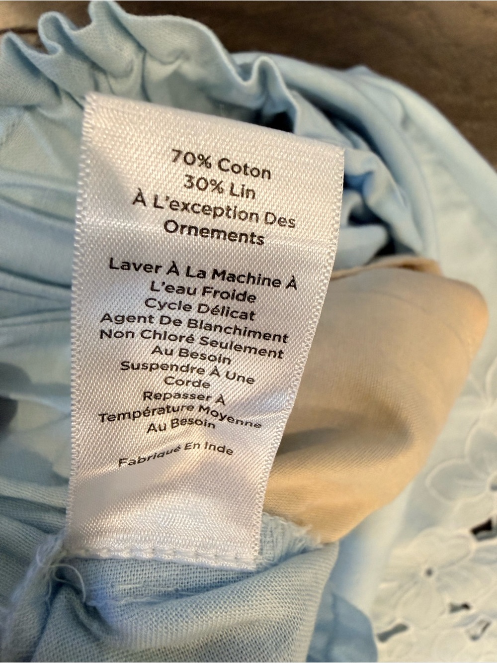 Talbots Petite Light Blue Eyelet Embroidered Linen Blend Crop Pants MP - Picture 10 of 13